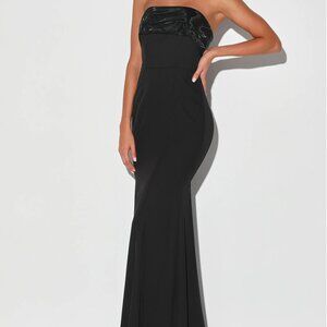 Lulus Brilliantly Bold Black Strapless Mermaid Maxi Dress